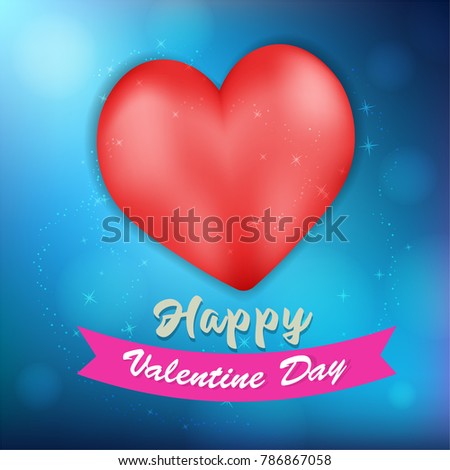 Realistic 3 D Colorful Red Heart Blue Stock Vector Royalty Free