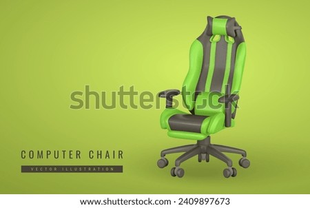 Realistic 3d computer game chair in cartoon style. Computer equipment concept. Vector illustration.