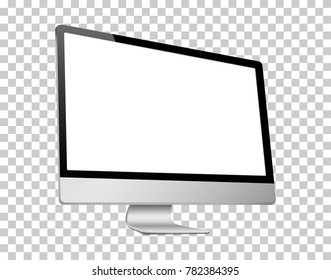 Realistic 3D Computer left view, with a white screen, isolated on a white background.