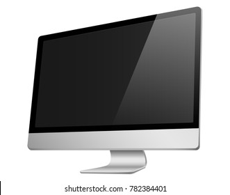 Realistic 3D Computer right view, with a white screen, isolated on a white background.