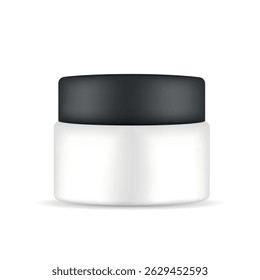 Realistic 3D Cosmetic Jar with Black Lid — Mockup Packaging for Cream, Mask or Skincare Product