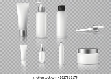 Realistic 3D cosmetic product packaging set mockup