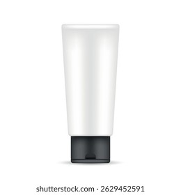 Realistic 3D Cosmetic Tube on White Background — Mockup Packaging for Cream, Lotion, Gel or Beauty Product