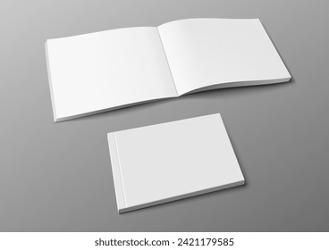 Folleto De Tapa 3D Realista, Burla De Libros O Catálogos. Vector EPS10