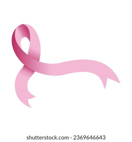 Realistic 3D crossed pink ribbon vector illustrasion. Symbol of national breast cancer awareness month on October. Breast cancer awareness month concept.