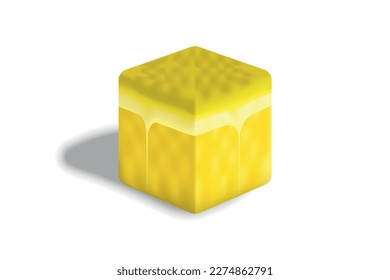 Realistic 3D cube fruit, lemon.
