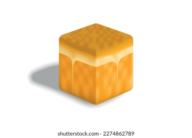 Realistic 3D cube fruit, orange.