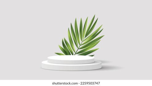 Realistic 3D cylinder pedestal podium. the scene for the products stage showcase, and promotion display. Vector geometric forms in shadow. Abstract clean studio room design. eps vector design.