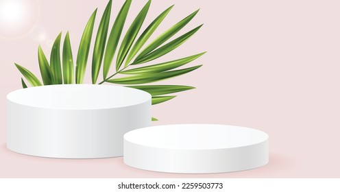 Realistic 3D cylinder pedestal podium. the scene for the products stage showcase, and promotion display. Vector geometric forms in shadow. Abstract clean studio room design. eps vector design.