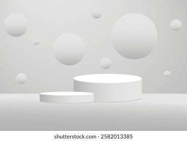 Realistic 3D cylinder podium backdrop with elegant color, curved background wall scenery. for beauty products, jewelry or watches showcase, abstract product display presentation,