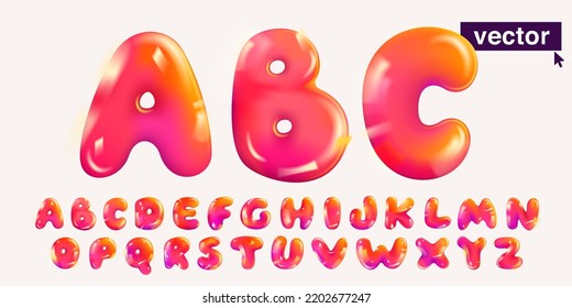 Realistic 3D design alphabet in cartoon balloon style  Vector illustration  Perfect for cute banner  glossy design posters  multicolor icons  vibrant advertising 