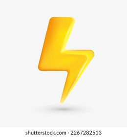 Realistic 3d design In plastic cartoon style yellow thunder lightning stop, danger.