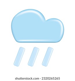Realistic 3d design of weather forecast elements, icon symbol, meteorology. Decorative cute 3d blue cloud and rain. Cartoon abstract vector illustration isolated on a white background