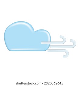 Realistic 3d design of weather forecast elements, icon symbol, meteorology. Decorative cute 3d blue cloud and wind. Cartoon abstract vector illustration isolated on a white background