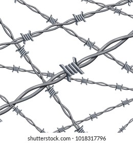 Realistic 3d Detailed Barbed Wire Iron Line Background Card Barb Element Accessibility Construction. Vector illustration of Barbwire Sign