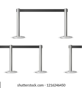 Realistic 3d Detailed Barrier Fence Set Various Types for Club and Museum. Vector illustration of Stand Barriers