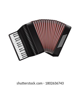 Realistic 3d Detailed Bayan Accordion with Keyboard on a Background. Vector illustration