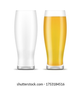Realistic 3d Detailed Beer Mugs Set Include of Empty and Full. Vector illustration