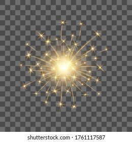 Realistic 3d Detailed Bengal Light on a Transparent Background Symbol of Celebration, Party or Festival. Vector illustration of Bright Sparklers