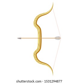 Realistic 3d Detailed Bow Weapon and Quiver Arrow for Game or Sport. Vector illustration of Archery Set