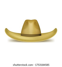 Realistic 3d Detailed Brown Sheriff Hat Traditional Texas Cap Symbol of Wild West. Vector illustration