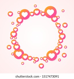 Realistic 3d Detailed Bubbles with Like Signs Round Frame Canner Card or Poster for Advertising. Vector illustration