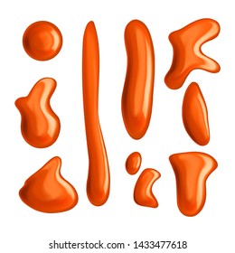 Realistic 3d Detailed Caramel Drops Set Brown Liquid Sweet Candies. Vector illustration of Caramelized Dessert Topping Decorative Element