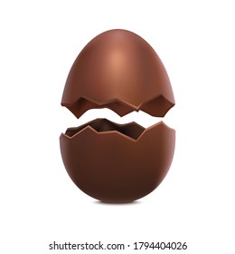 Símbolo realista 3d detallado del huevo de chocolate dividido dulce de Pascua. Ilustración del vector