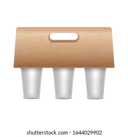 Realistic 3d Detailed Coffee Cups Holder for Hot Beverage. Vector illustration of Carton Paper Pack