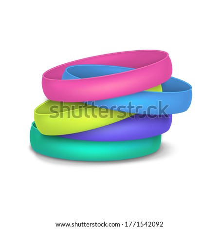 Realistic 3d Detailed Color Blank Promo Bracelets Empty Template Mockup Pile. Vector illustration of Mock Up Bracelet