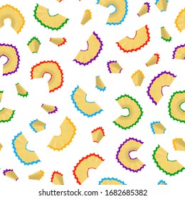 Realistic 3d Detailed Color Pencil Shavings Seamless Pattern Background. Vector illustration