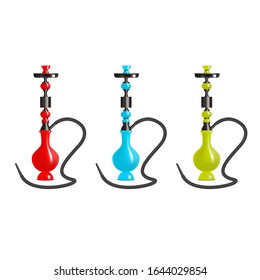 Realistic 3d Detailed Color Traditional Hookah with Smoking Pipe Set for Bar or Shop. Vector illustration of Shisha