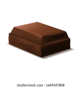 Realistic 3d Detailed Dark Chocolate Piece. Vector illustration of Sweet Cocoa Delicious Dessert