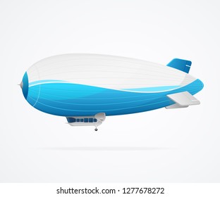 Realistic 3d Detailed Dirigible Isolated on a White Background Tourism, Voyage, Freedom and Recreation Symbol. Vector illustration