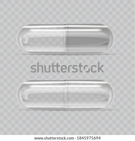 Realistic 3d Detailed Empty Pill Capsules Set on a Transparent Background Symbol of Drug Treatment. Vector illustration