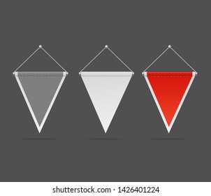 Realistic 3d Detailed Empty Template Color Pennants Sport Set on a Grey for Advertising and Presentation. Vector illustration