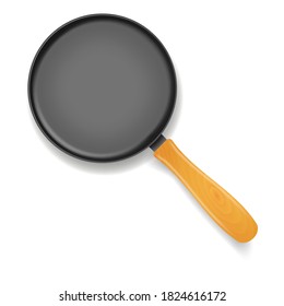 Realistic 3d Detailed Frying Pan with Handle for Cooking and Fry. Vector illustration of Metal Skillet for Home