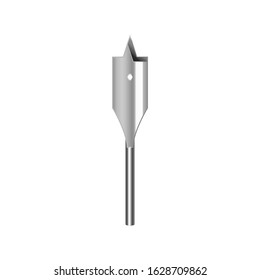 Realistic 3d Detailed Metallic Drill Bit Tool for Construction Work, Drilling Hole. Vector illustration of Accessory