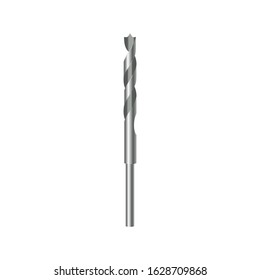 Realistic 3d Detailed Metallic Drill Bit Tool for Construction Work, Drilling Hole Service. Vector illustration