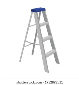 Realistic 3d Detailed Metallic Step Ladder Equipment for Work Repair Symbol of Success. Vector illustration of Stepladder or Staircase