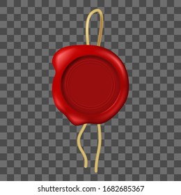 Realistic 3d Detailed Old Red Wax Seal on a Transparent Background Symbol of Quality, Guarantee or Secret. Vector illustration