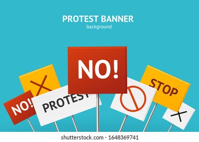 Realistic 3d Detailed Protest Concept Banner Card Background on a Blue Symbol of Crisis and Problem. Vector illustration