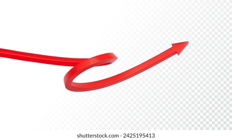 Realistic 3d Detailed Red Arrow on transparent background. Vector illustration for your graphic design. Eps 10
