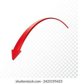 Realistic 3d Detailed Red Arrow on transparent background. Vector illustration for your graphic design. Eps 10