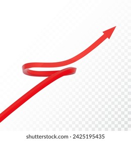 Realistic 3d Detailed Red Arrow on transparent background. Vector illustration for your graphic design. Eps 10