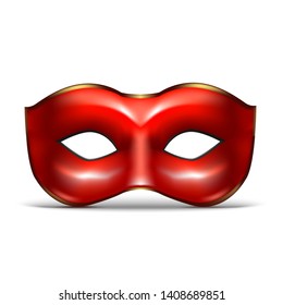 Realistic 3d Detailed Red Colombina Mask Element of Venetian Costume for Festival, Theater or Performance. Vector illustration