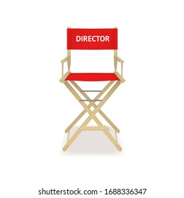 Realistic 3d Detailed Red Director Cinema Chair Symbol of Film Industry Cinematography Equipment. Vector illustration of Producer Seat