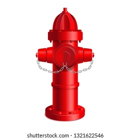 Realistic 3d Detailed Red Fire Hydrant Outdoor Equipment Firefighter Department Service . Vector illustration of Prevention Emergency Concept