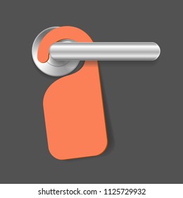 Realistic 3d Detailed Red Information Empty Sign and Door Handle Design Concept Room Service for Hotel Warning Message. Vector illustration