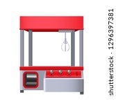 Realistic 3d Detailed Red Toy Claw Crane on a White Background. Vector illustration of Empty Vending Machine